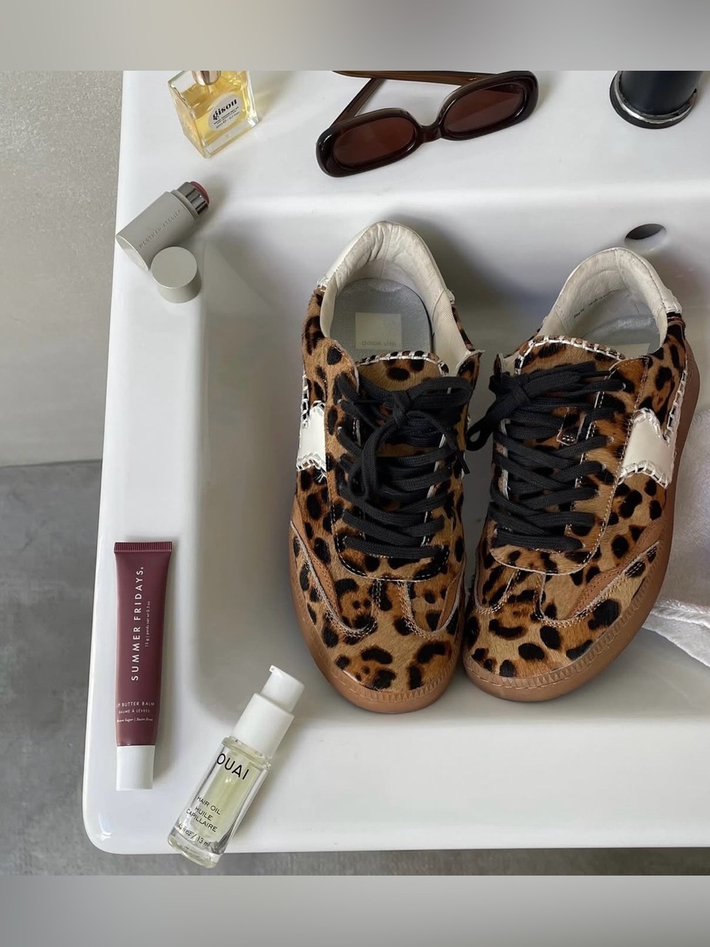 Dolce Vita Leopard-Print Sneakers in Brown and Black